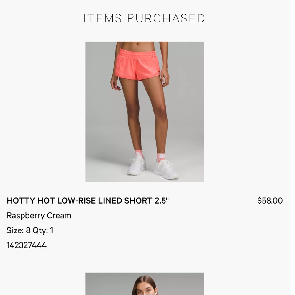 Lululemon Athletica HOTTY HOT LOW-RISE LINED SHORT 2.5" — Raspberry Cream - Picture 5 of 5